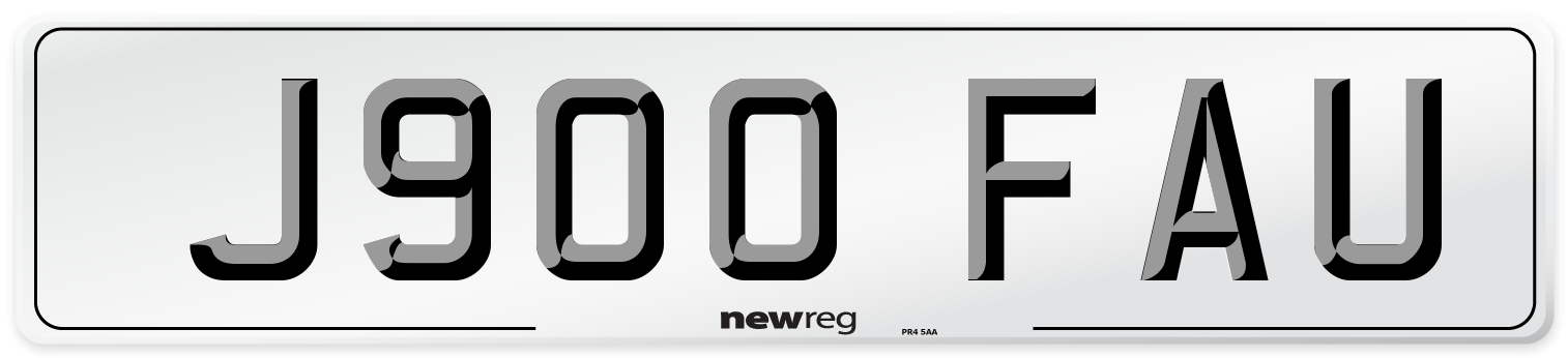 J900 FAU Number Plate from New Reg